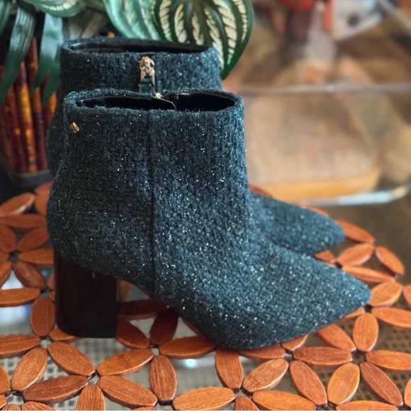Kate Spade Peacock Green Tweed Giselle Booties